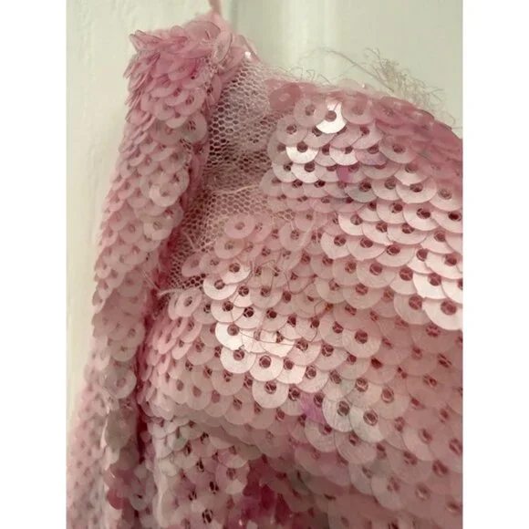 LoveShackFancy Stasia Sequin Dress Sz 2 Love Shack Fancy Flamenco Pink Ethereal - Picture 15 of 16